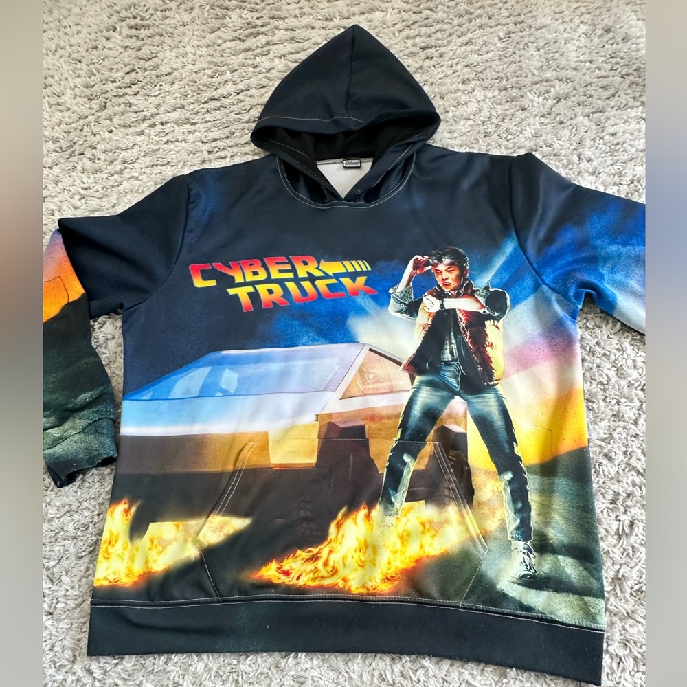 Mens L beloved Elon Musk cyber truck Hoodie